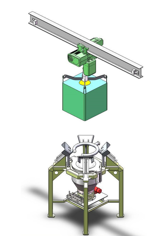 Ton bag and small bag feeding station